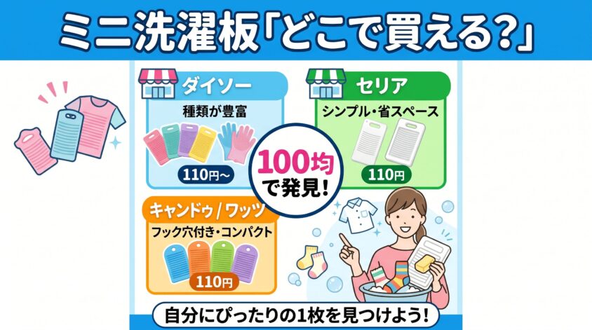 ミニ洗濯板は100均のどこで買える？見つからない時の売り場や代用品を解説